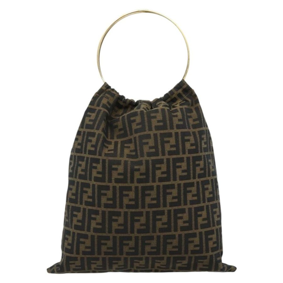 【日本直送】FENDI Zucca帆布手提包 黑色棕色 正品 184207A-1