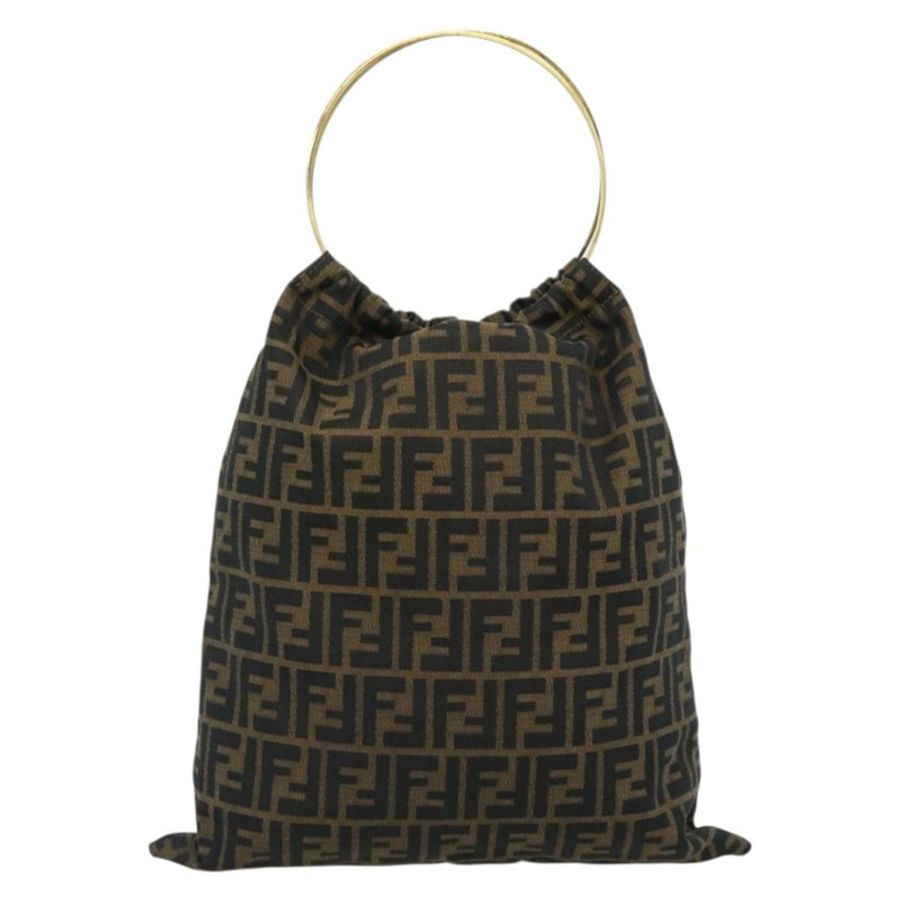 【日本直送】FENDI Zucca帆布手提包 黑色棕色 正品 184207A-12