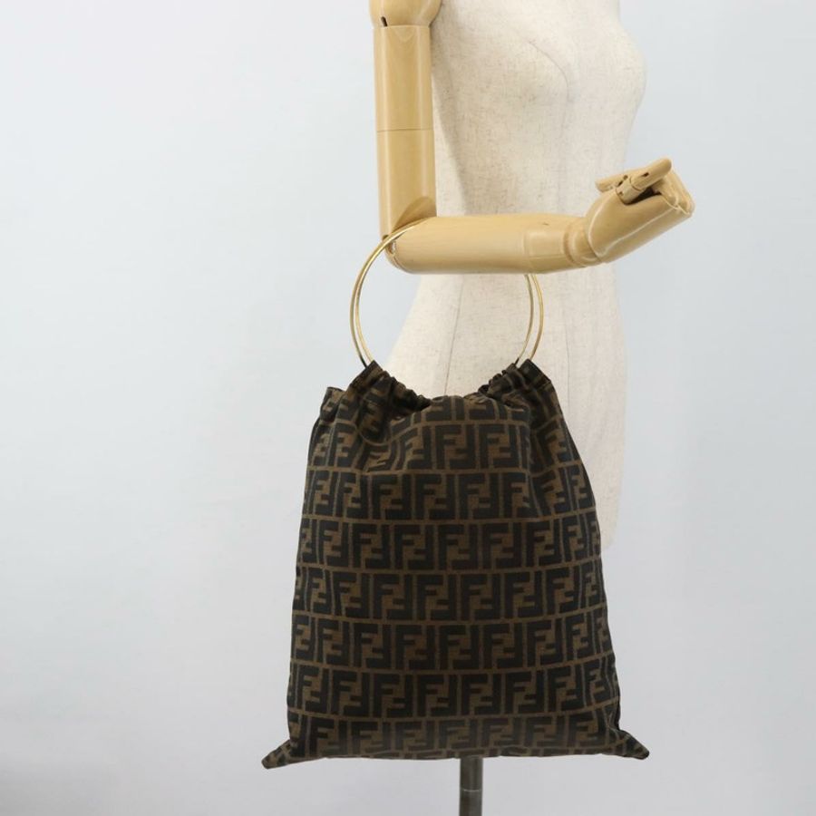 【日本直送】FENDI Zucca帆布手提包 黑色棕色 正品 184207A-19
