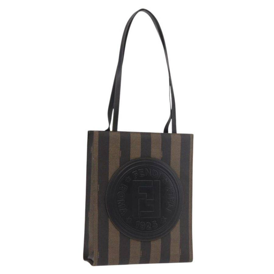 【日本直送】FENDI 胡桃色帆布手提包 PVC 棕色黑色 正品 184531A-0