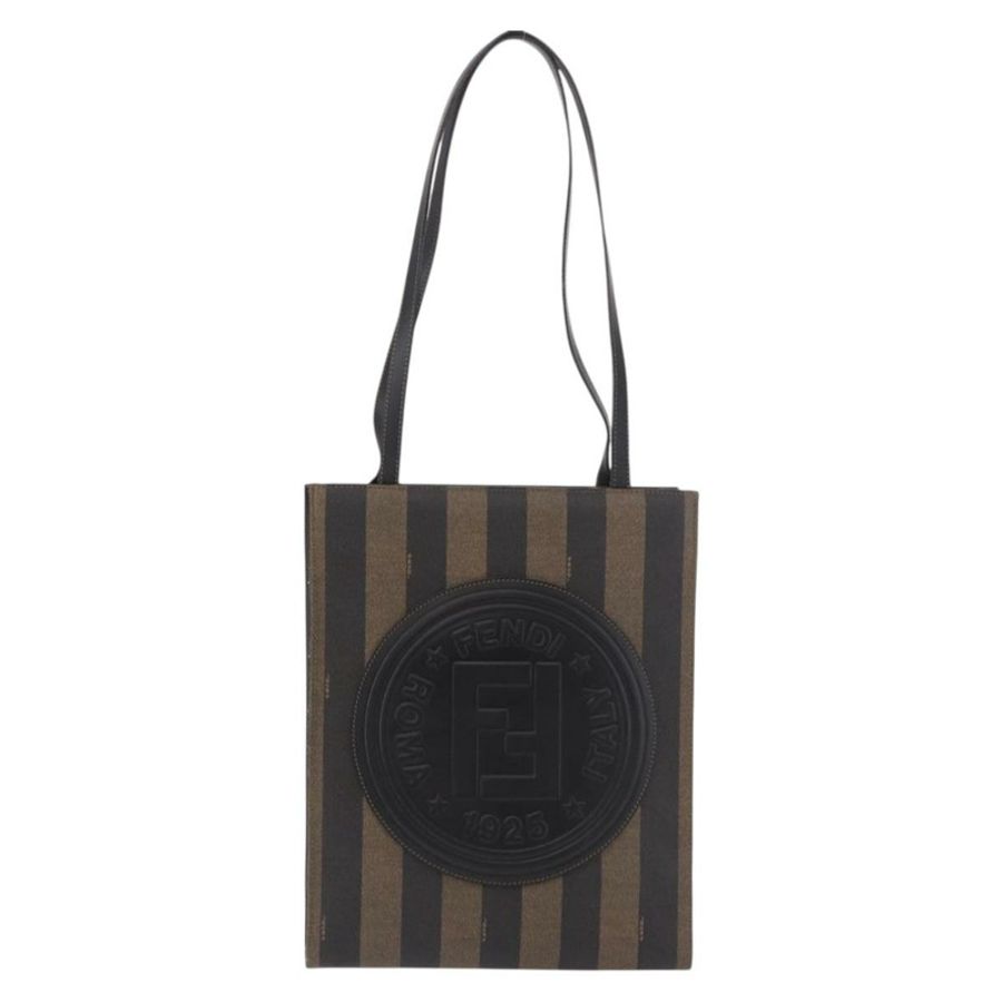 【日本直送】FENDI 胡桃色帆布手提包 PVC 棕色黑色 正品 184531A-12