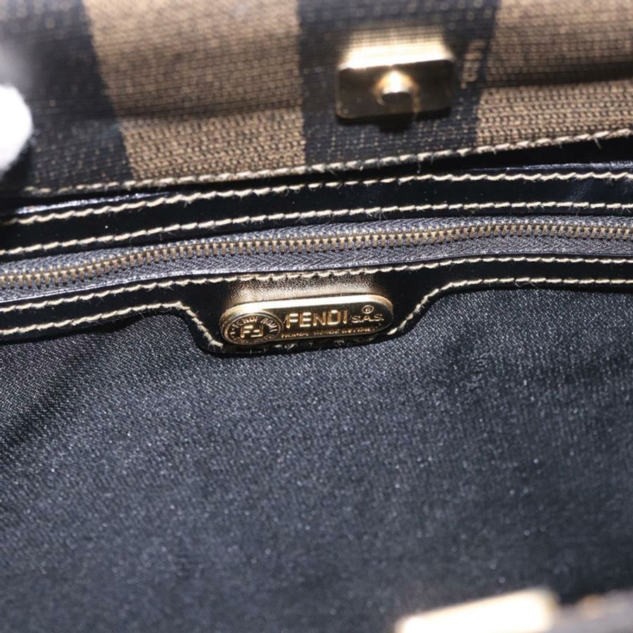 【日本直送】FENDI 胡桃色帆布手提包 PVC 棕色黑色 正品 184531A-16