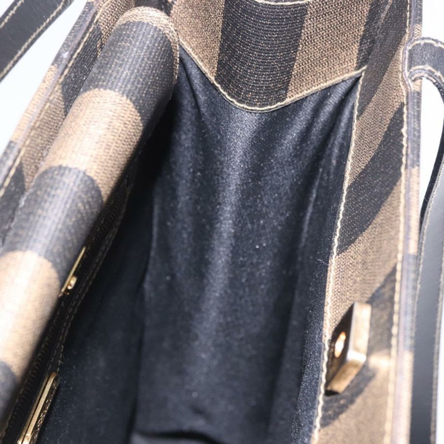 【日本直送】FENDI 胡桃色帆布手提包 PVC 棕色黑色 正品 184531A-17