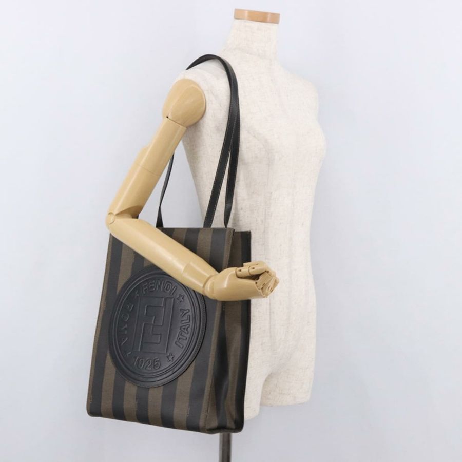【日本直送】FENDI 胡桃色帆布手提包 PVC 棕色黑色 正品 184531A-21
