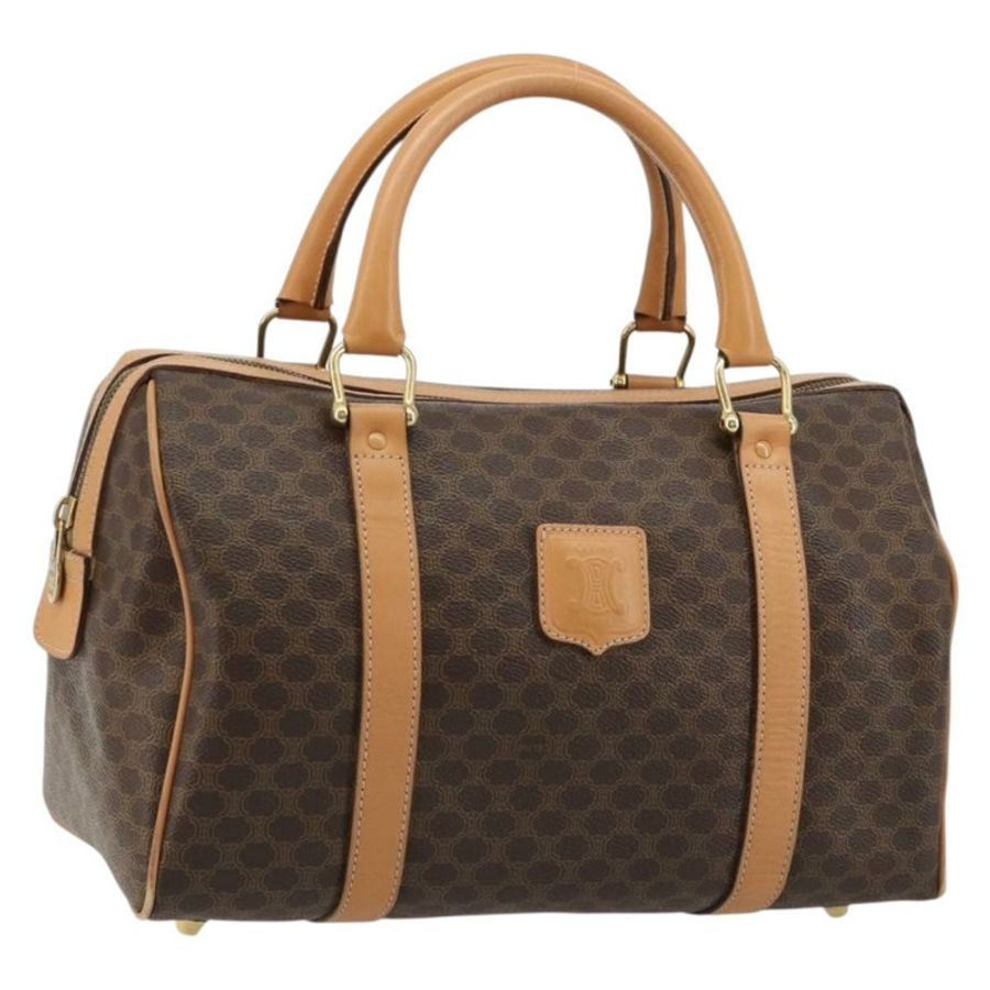 【日本直送】CELINE Macadam帆布手提包 PVC皮革 棕色 金色 正品 183369A-0