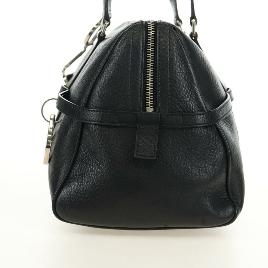 【日本直送】Christian Dior 波士頓包,黑色銀色真皮,正品,貨號 184720SAM-2