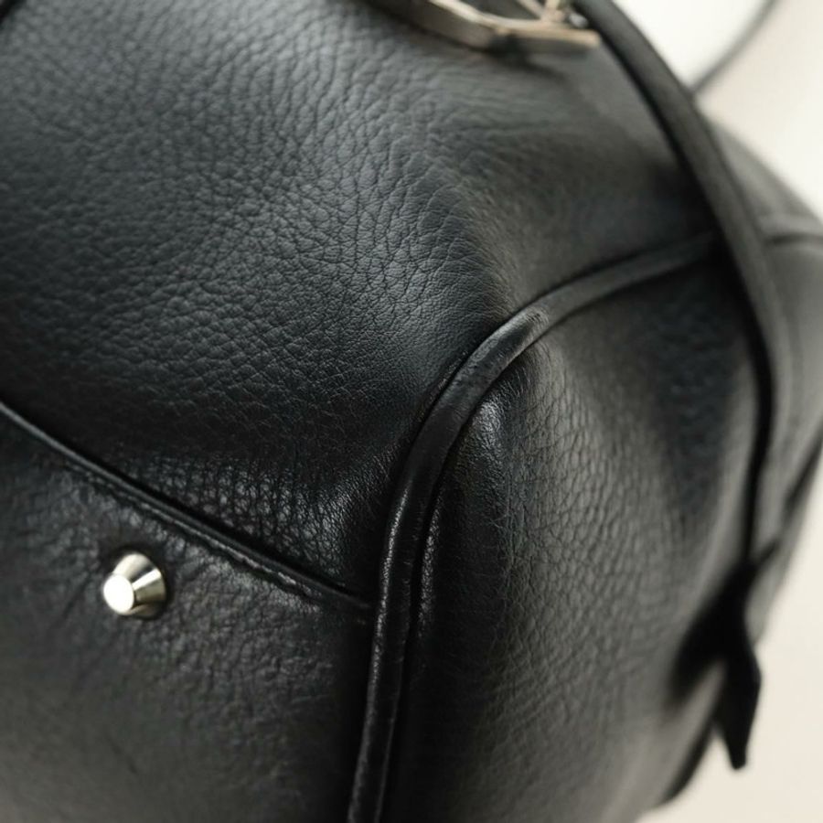 【日本直送】Christian Dior 波士頓包,黑色銀色真皮,正品,貨號 184720SAM-14