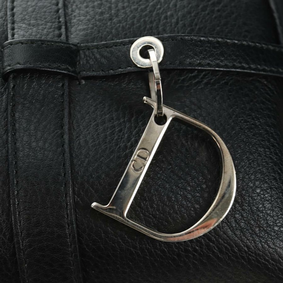 【日本直送】Christian Dior 波士頓包,黑色銀色真皮,正品,貨號 184720SAM-17