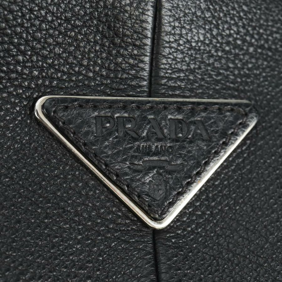 【日本直送】PRADA 黑色銀色皮革肩背包 正品 am11799V-17