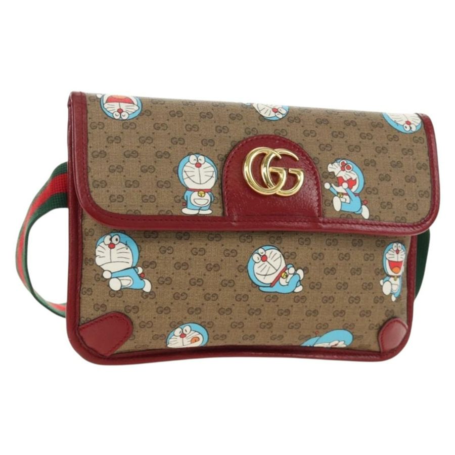 【日本直送】GUCCI Micro GG Supreme Doraemon x Fujiko-Pro 腰帶 PVC 米色 647817 Auth 183687M-0