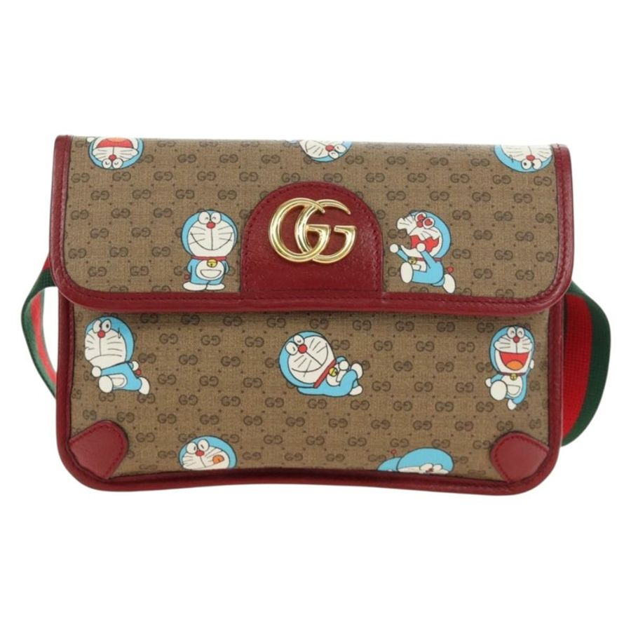 【日本直送】GUCCI Micro GG Supreme Doraemon x Fujiko-Pro 腰帶 PVC 米色 647817 Auth 183687M-12
