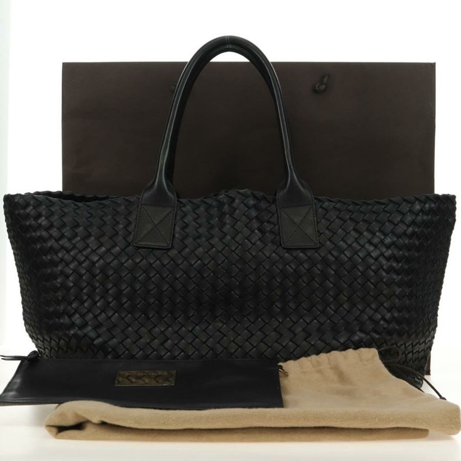 【日本直送】BOTTEGA VENETA INTRECCIATO Cabas MM 手提包,黑色皮革,貨號 115664,正品 am11798SM-11