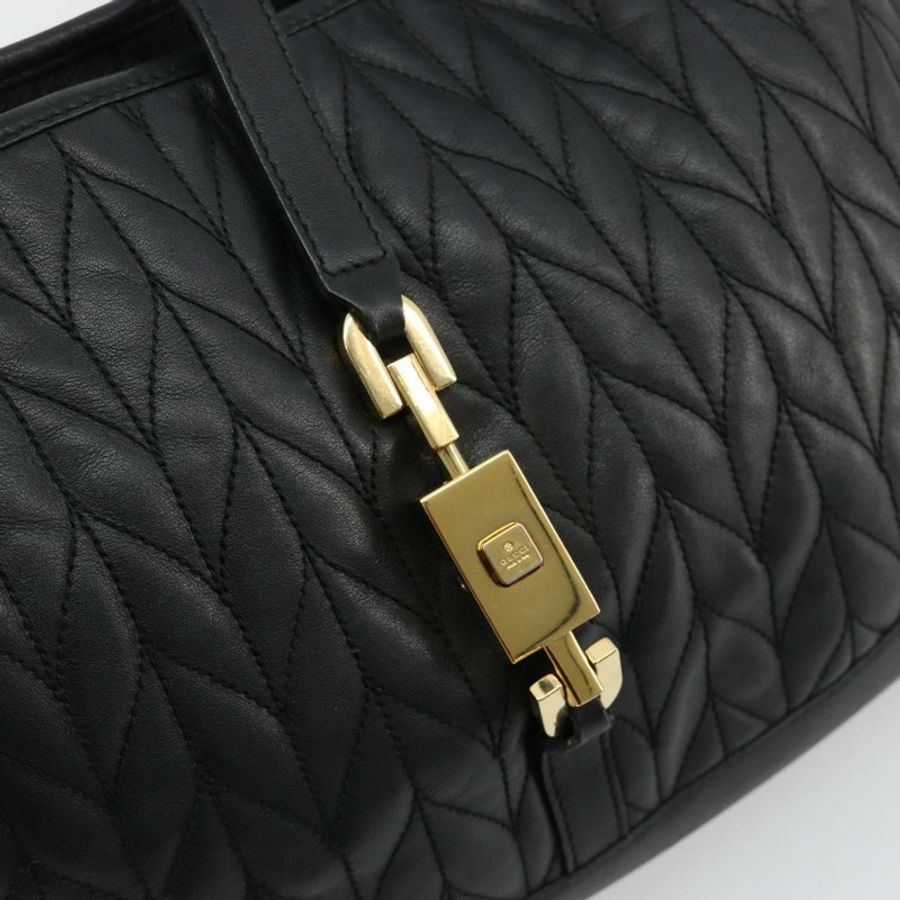 【日本直送】GUCCI Jackie 單肩包,黑色金色皮革,001 4015,正品編號 184729V-16