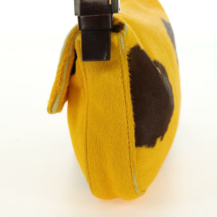 【日本直送】FENDI Mamma Baguette 肩背包 Harako 皮革 黃色 銀色 正品 184727SAV-2