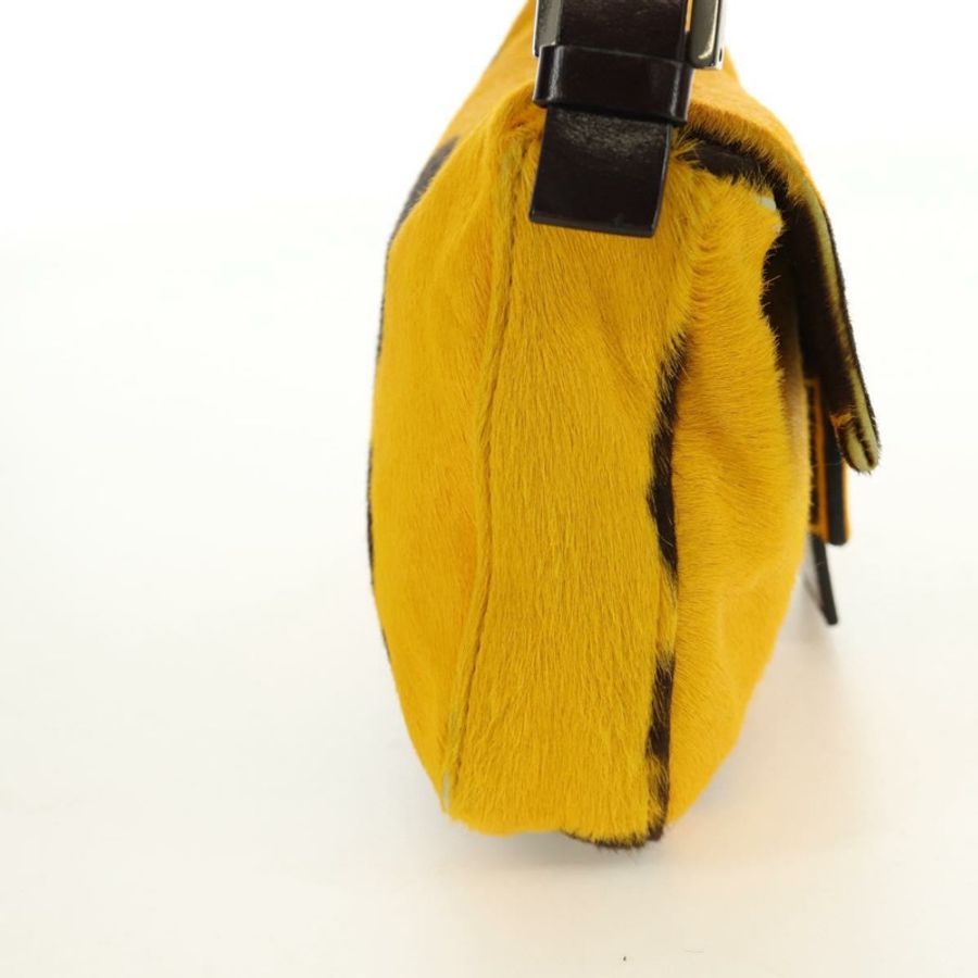 【日本直送】FENDI Mamma Baguette 肩背包 Harako 皮革 黃色 銀色 正品 184727SAV-3
