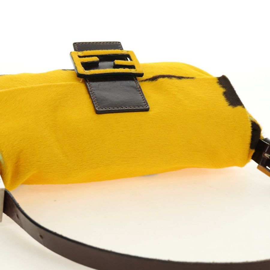 【日本直送】FENDI Mamma Baguette 肩背包 Harako 皮革 黃色 銀色 正品 184727SAV-5