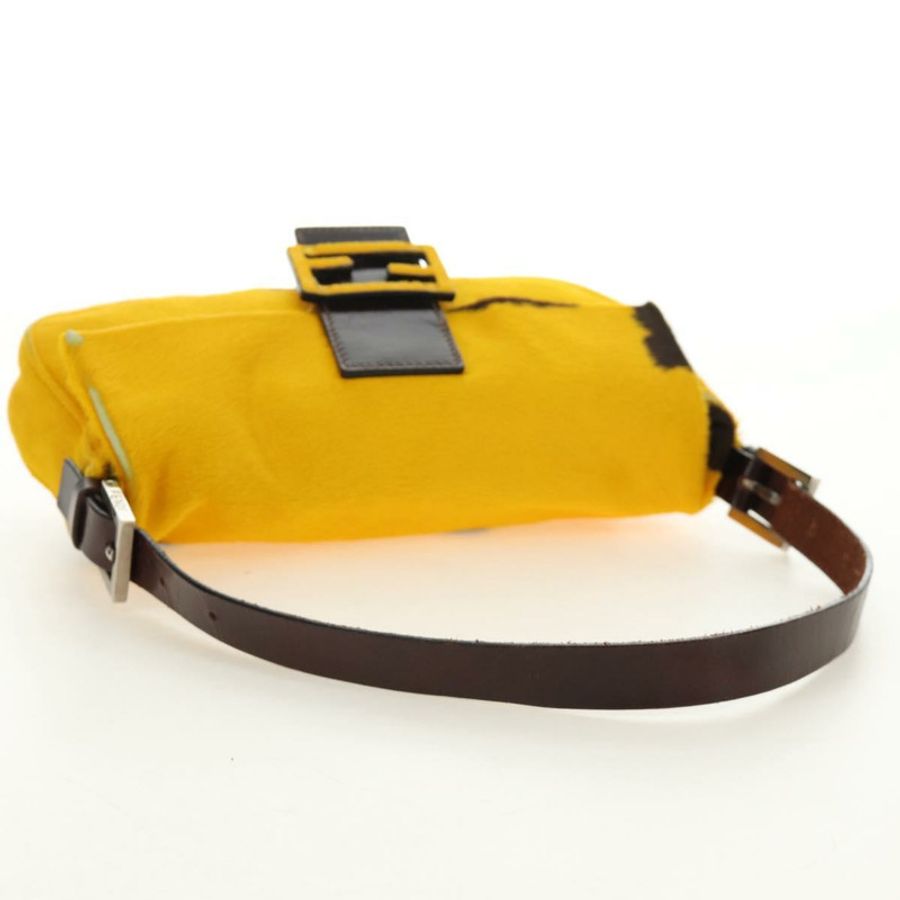 【日本直送】FENDI Mamma Baguette 肩背包 Harako 皮革 黃色 銀色 正品 184727SAV-6