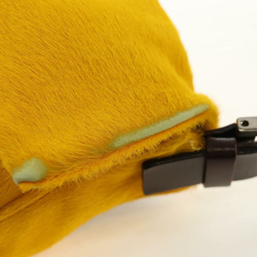 【日本直送】FENDI Mamma Baguette 肩背包 Harako 皮革 黃色 銀色 正品 184727SAV-8