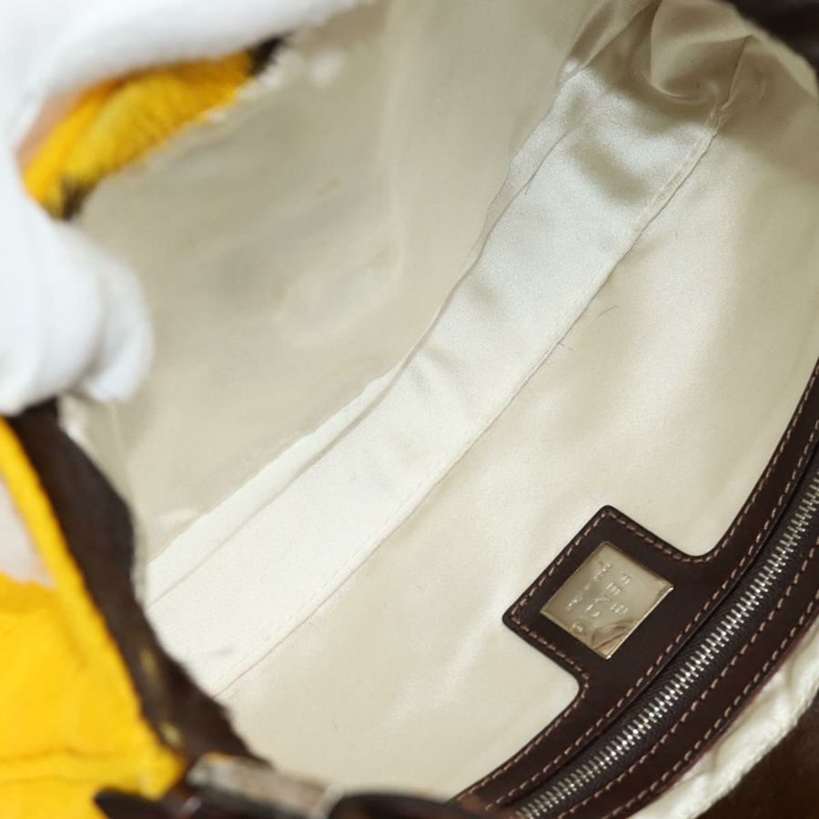 【日本直送】FENDI Mamma Baguette 肩背包 Harako 皮革 黃色 銀色 正品 184727SAV-9