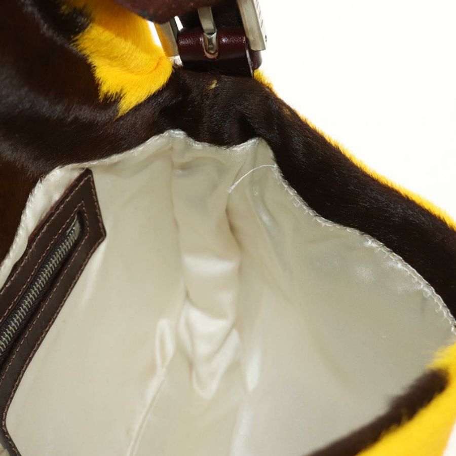 【日本直送】FENDI Mamma Baguette 肩背包 Harako 皮革 黃色 銀色 正品 184727SAV-23