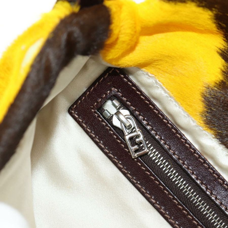 【日本直送】FENDI Mamma Baguette 肩背包 Harako 皮革 黃色 銀色 正品 184727SAV-24