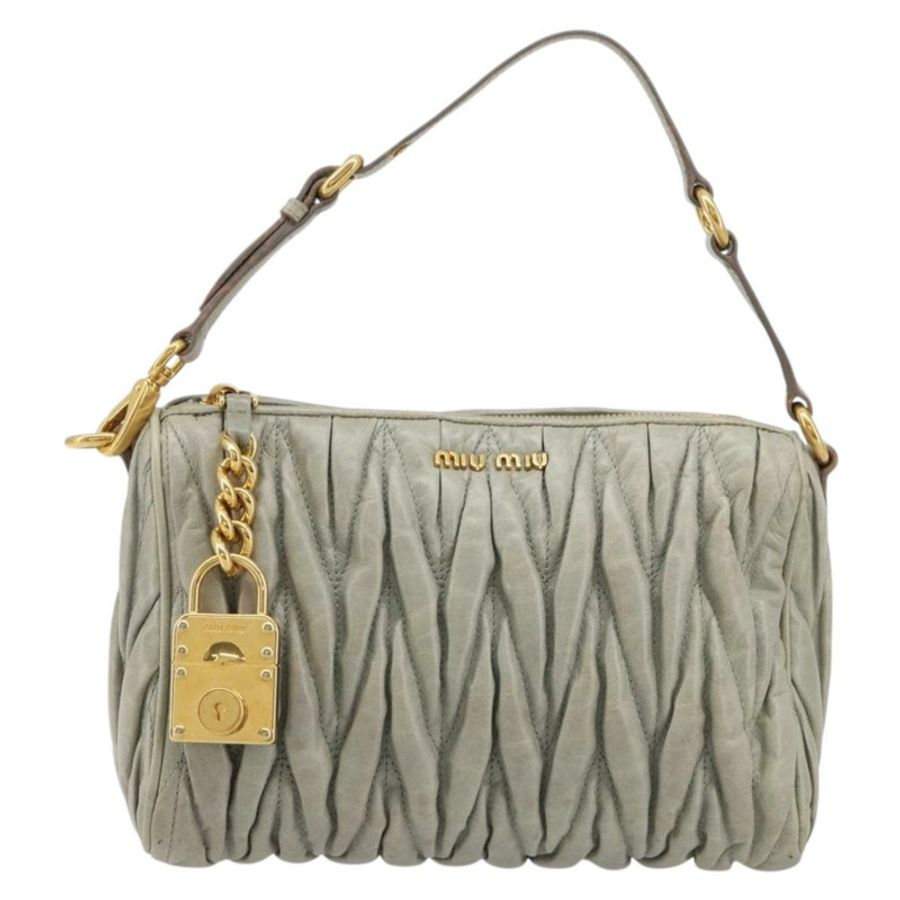 【日本直送】Miu Miu Matelasse 皮革配件包 灰色 金 正品 184365M-12