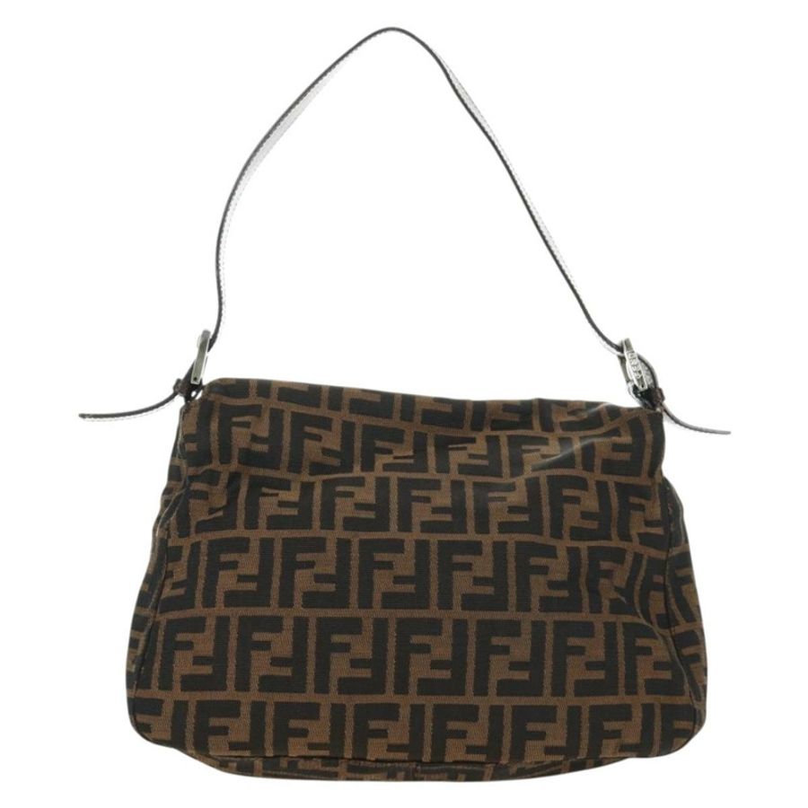 【日本直送】FENDI Zucca帆布Mamma Baguette單肩包 黑色棕色 正品 BA13419SAV-1
