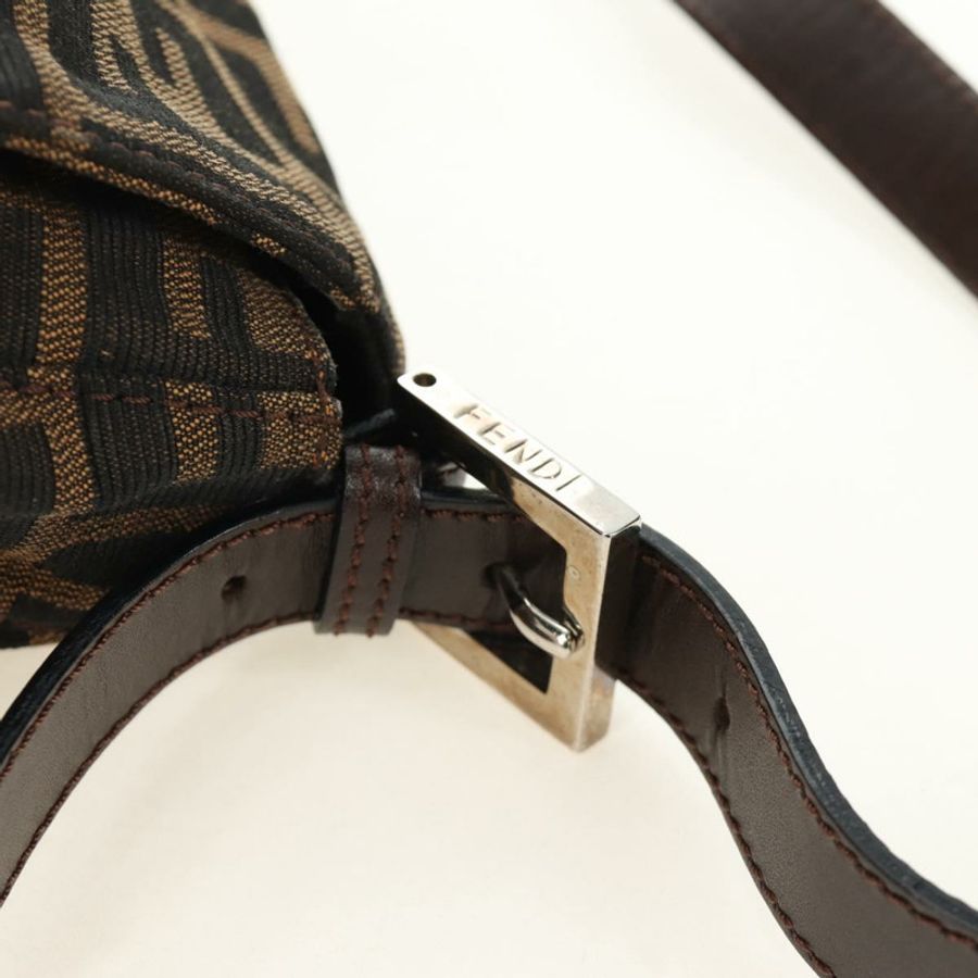 【日本直送】FENDI Zucca帆布Mamma Baguette單肩包 黑色棕色 正品 BA13419SAV-7