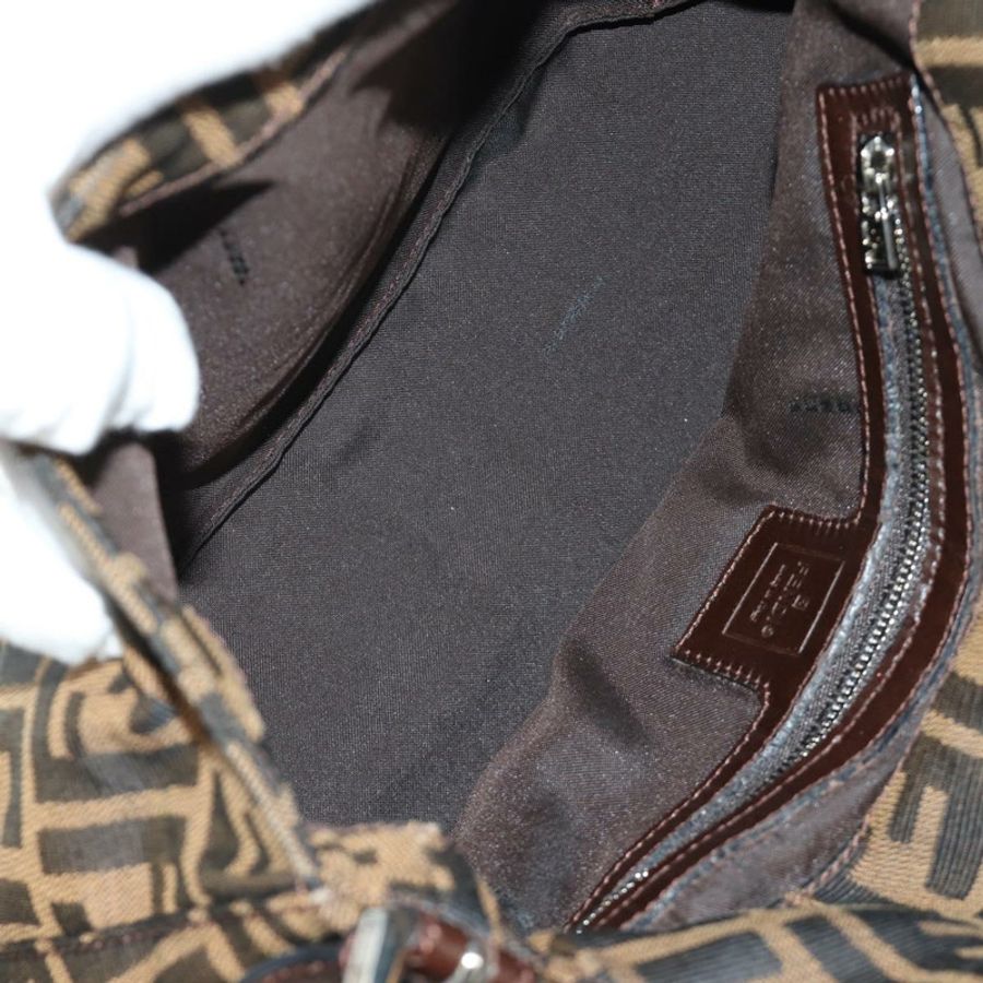 【日本直送】FENDI Zucca帆布Mamma Baguette單肩包 黑色棕色 正品 BA13419SAV-9