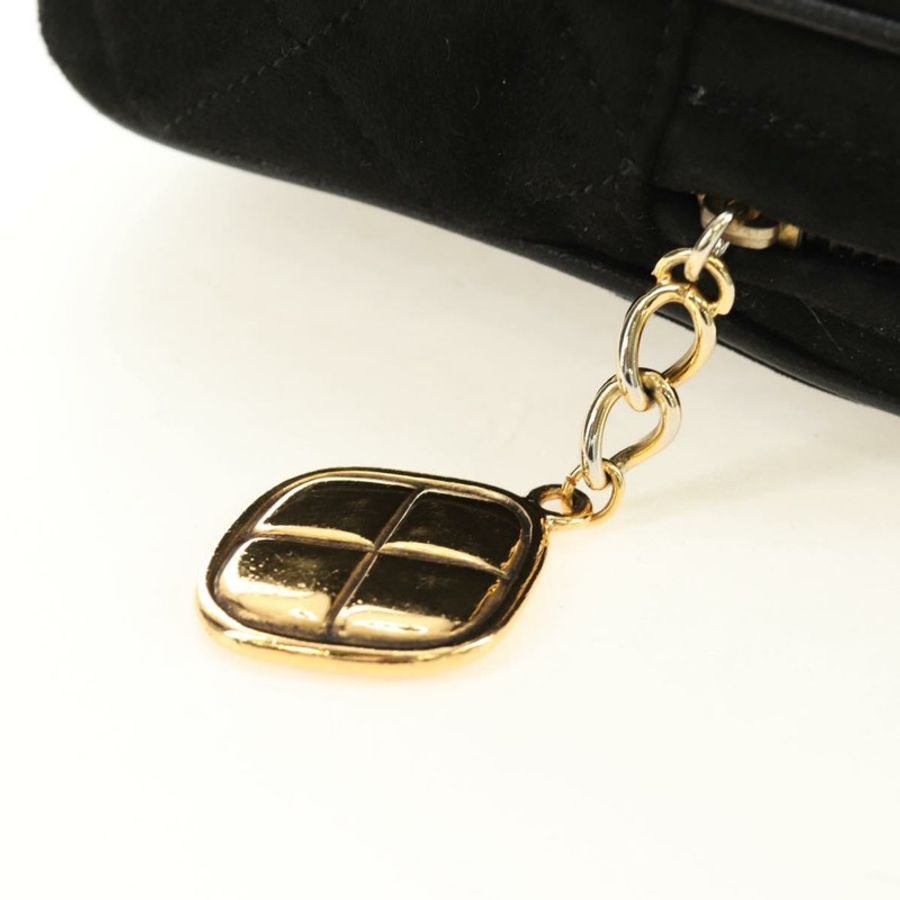 【日本直送】香奈兒 (CHANEL) 絎縫鏈條手提包,黑色麂皮,金色雙C標誌,貨號 BA13417V-19