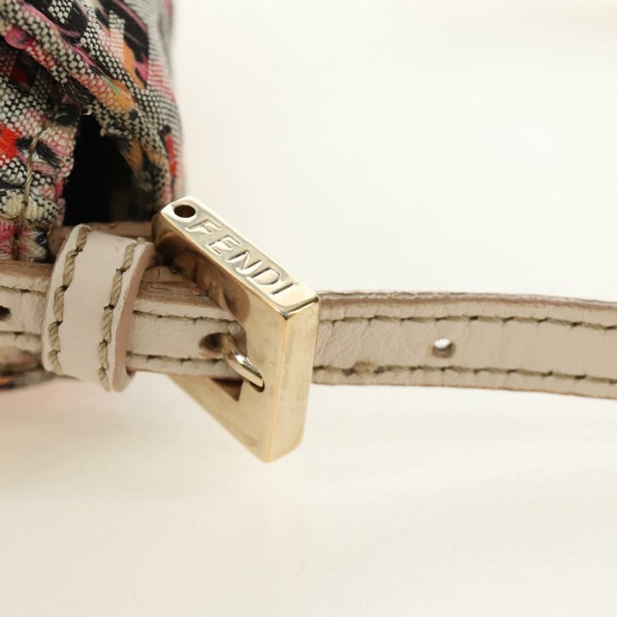 【日本直送】FENDI Zucchino 帆布 Mamma Baguette 單肩包 粉紅金色 正品 165298SAV-7