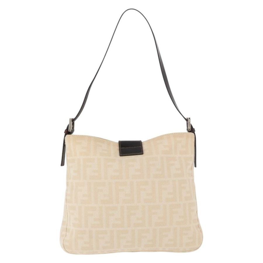 【日本直送】FENDI Zucca帆布Mamma Baguette肩背包 米色 銀色 正品 184984SAV-1