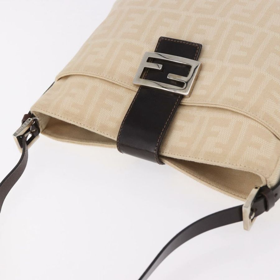【日本直送】FENDI Zucca帆布Mamma Baguette肩背包 米色 銀色 正品 184984SAV-5