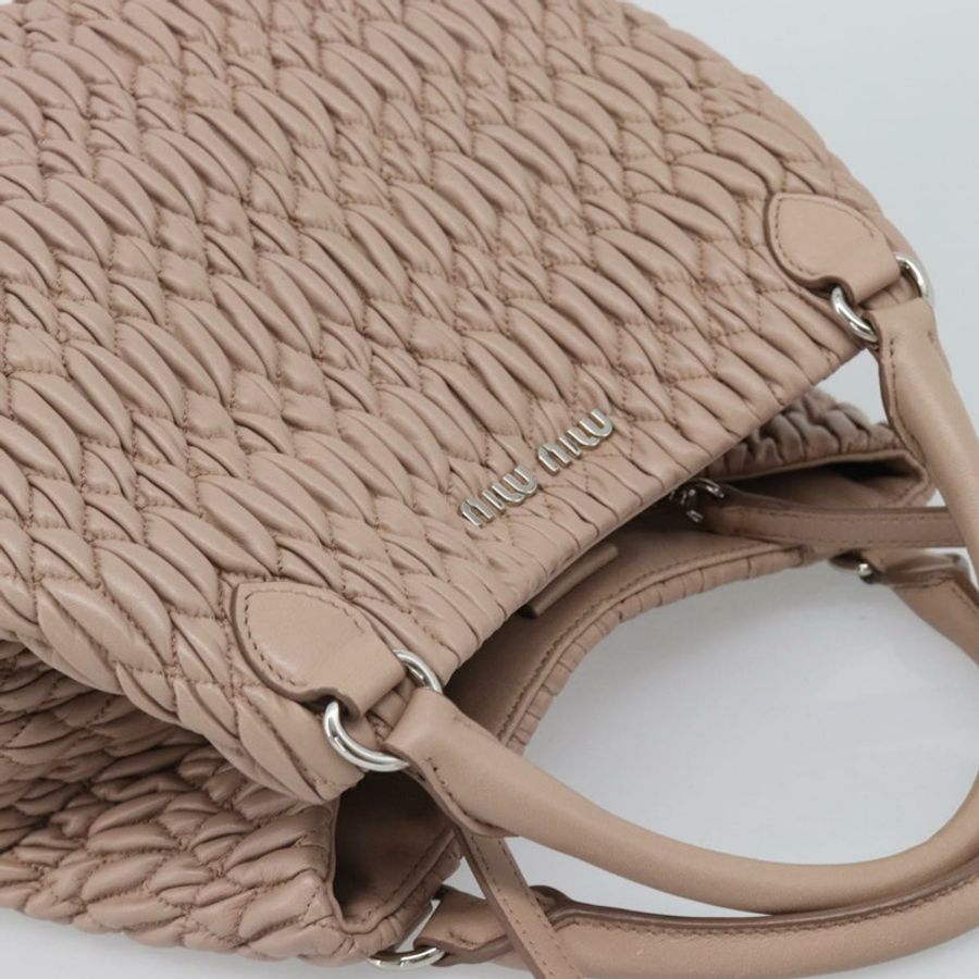 【日本直送】Miu Miu Matelasse 手袋 皮革 兩用 粉紅色 銀色 正品 184822SAM-5