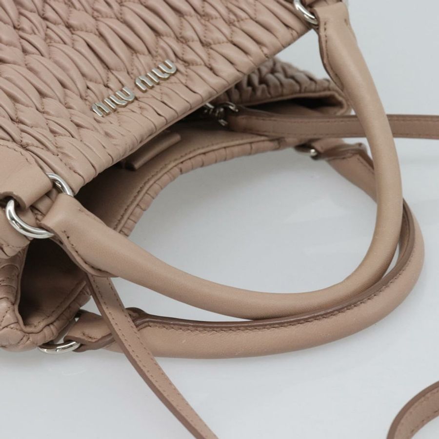 【日本直送】Miu Miu Matelasse 手袋 皮革 兩用 粉紅色 銀色 正品 184822SAM-6