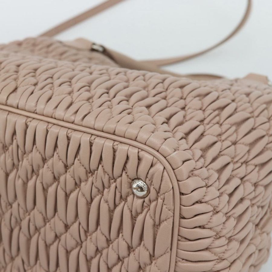 【日本直送】Miu Miu Matelasse 手袋 皮革 兩用 粉紅色 銀色 正品 184822SAM-8