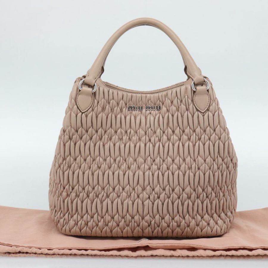 【日本直送】Miu Miu Matelasse 手袋 皮革 兩用 粉紅色 銀色 正品 184822SAM-11