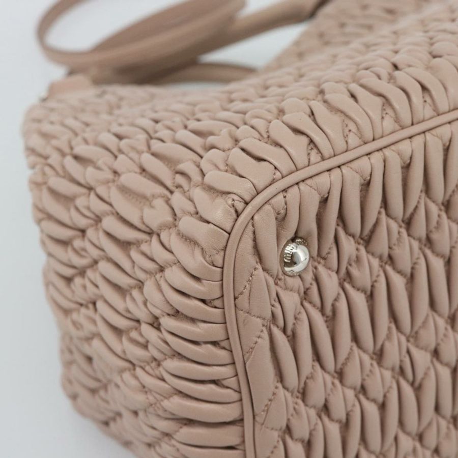 【日本直送】Miu Miu Matelasse 手袋 皮革 兩用 粉紅色 銀色 正品 184822SAM-17