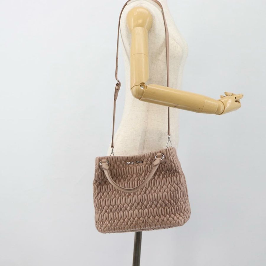 【日本直送】Miu Miu Matelasse 手袋 皮革 兩用 粉紅色 銀色 正品 184822SAM-24