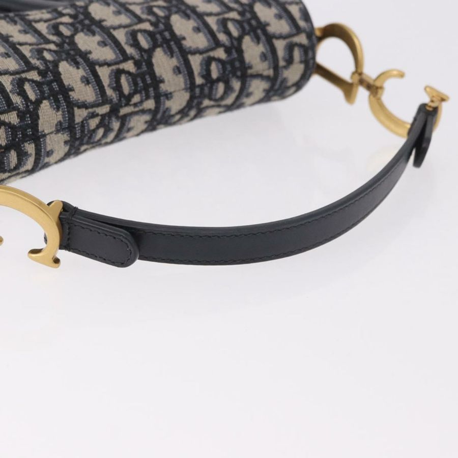 【日本直送】Christian Dior Trotter帆布馬鞍肩背包,海軍藍/金色,正品,貨號184816SAM-6