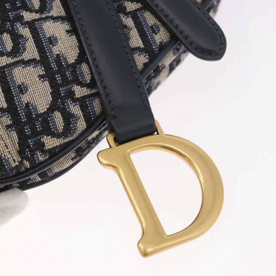 【日本直送】Christian Dior Trotter帆布馬鞍肩背包,海軍藍/金色,正品,貨號184816SAM-17