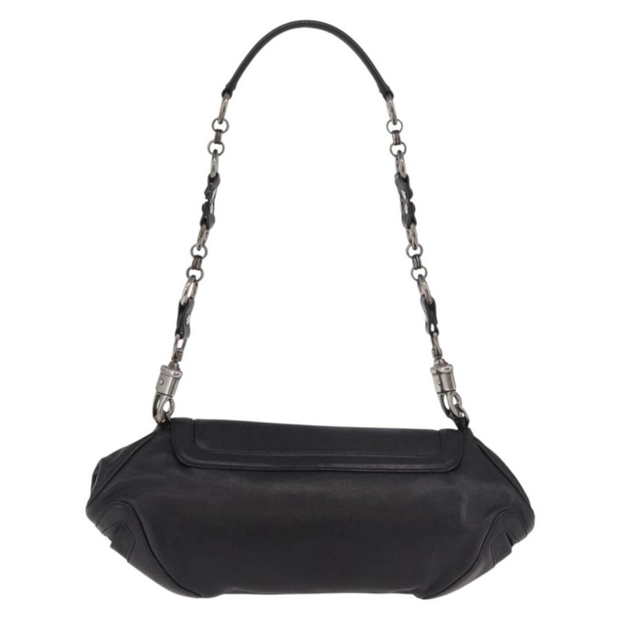 【日本直送】PRADA 鏈條單肩包 皮革 黑色 銀色 正品 185024SAM-1