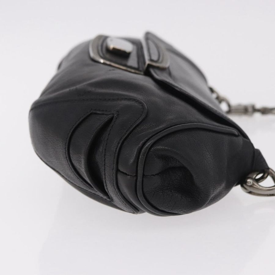 【日本直送】PRADA 鏈條單肩包 皮革 黑色 銀色 正品 185024SAM-2