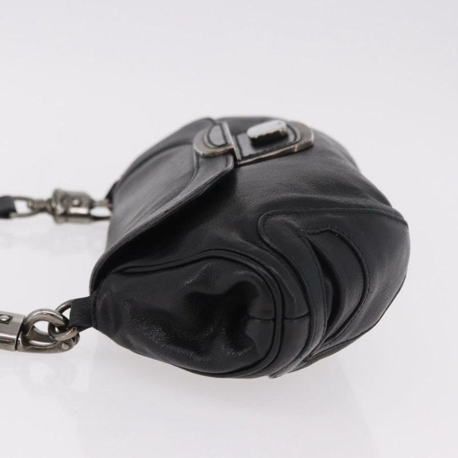【日本直送】PRADA 鏈條單肩包 皮革 黑色 銀色 正品 185024SAM-3
