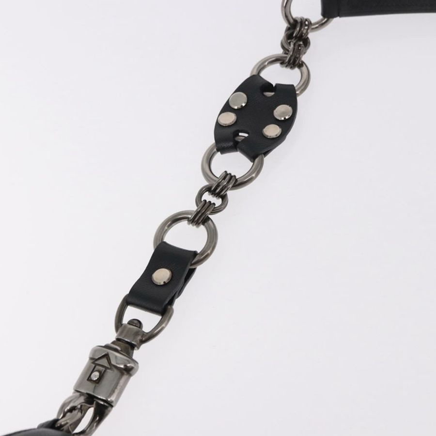 【日本直送】PRADA 鏈條單肩包 皮革 黑色 銀色 正品 185024SAM-8