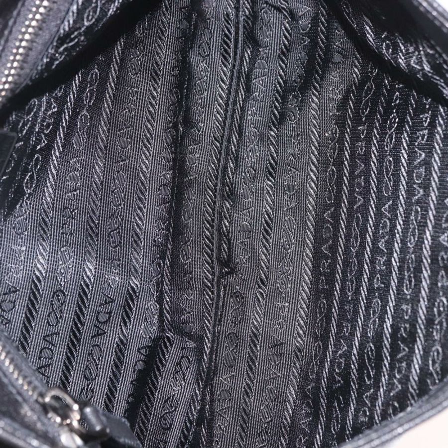 【日本直送】PRADA 鏈條單肩包 皮革 黑色 銀色 正品 185024SAM-9