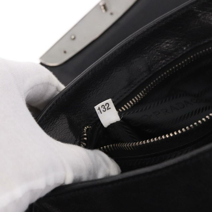 【日本直送】PRADA 鏈條單肩包 皮革 黑色 銀色 正品 185024SAM-10