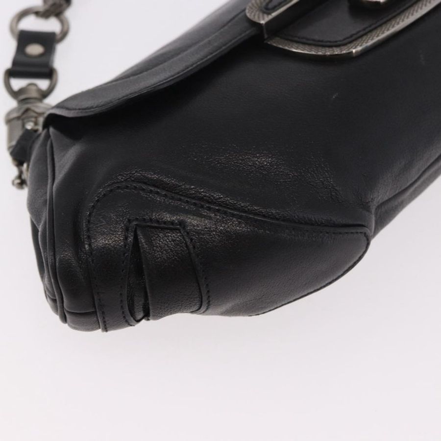 【日本直送】PRADA 鏈條單肩包 皮革 黑色 銀色 正品 185024SAM-14