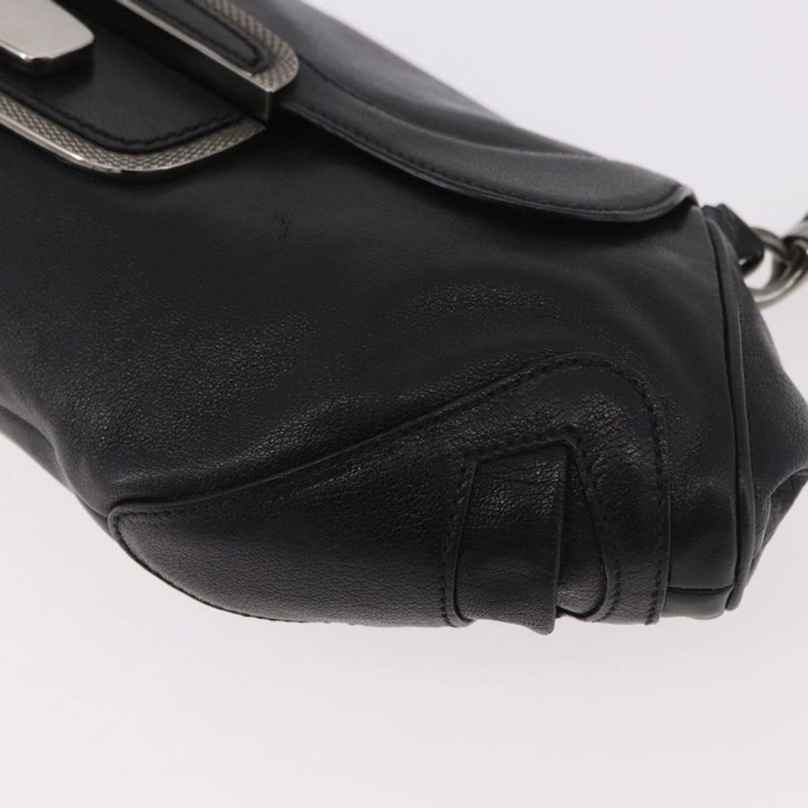 【日本直送】PRADA 鏈條單肩包 皮革 黑色 銀色 正品 185024SAM-15