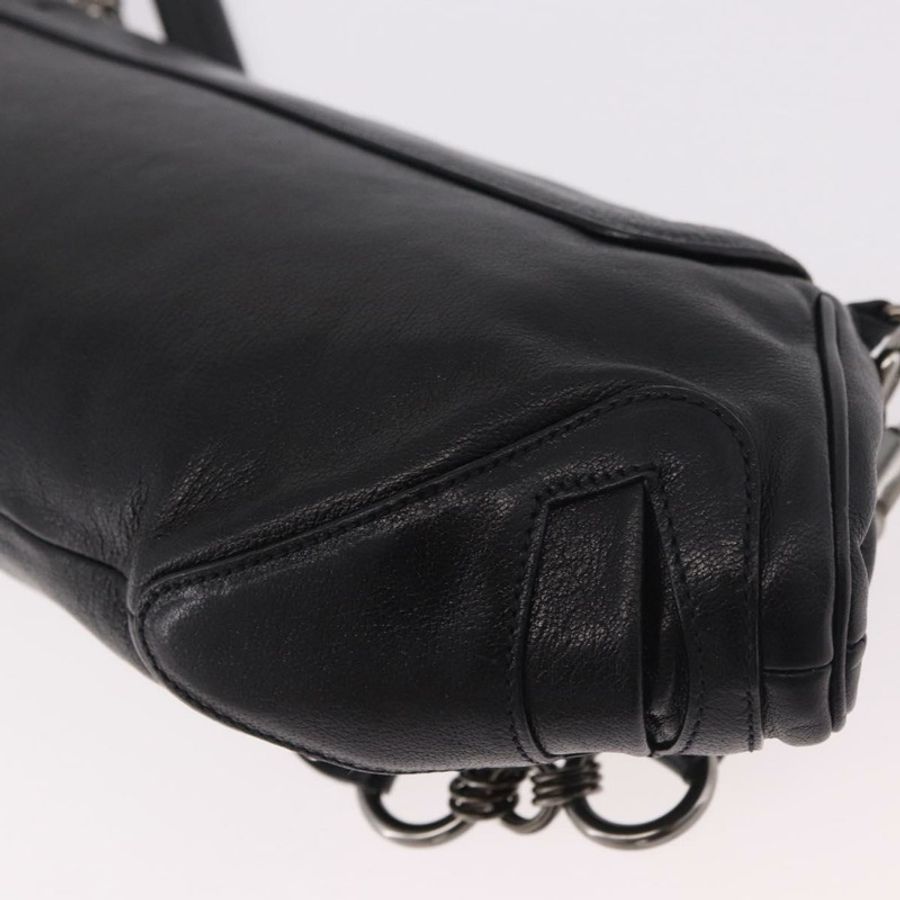 【日本直送】PRADA 鏈條單肩包 皮革 黑色 銀色 正品 185024SAM-17